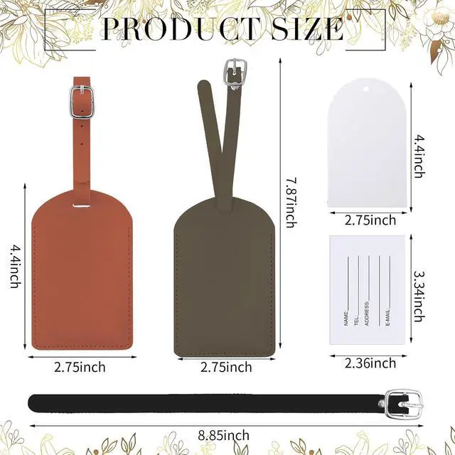 Alt view image 4 of 6 - 48 Sets Leather Luggage Tags Bulk Wedding Favors Luggage Tags for Guests Bridal Gifts Wedding Bridal Shower Gift PU Leather with Name ID Card Tag for Guests