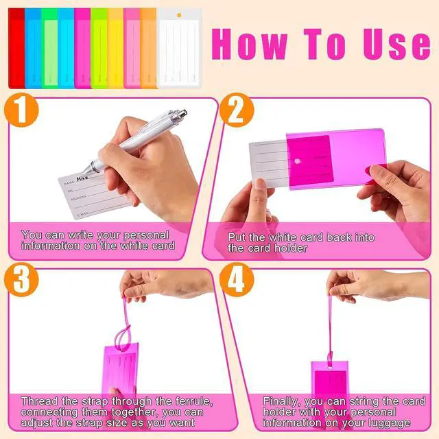 Alt view image 3 of 7 - 100 Pcs Plastic Luggage Tags Assorted Name Identification Labels Flexible Suitcase Tags for Travel Baggage, 10 Colors (Plastic)