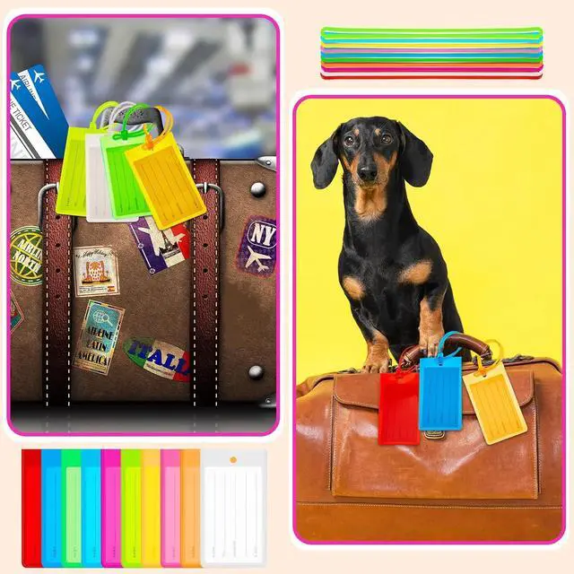 Alt view image 7 of 7 - 100 Pcs Plastic Luggage Tags Assorted Name Identification Labels Flexible Suitcase Tags for Travel Baggage, 10 Colors (Plastic)