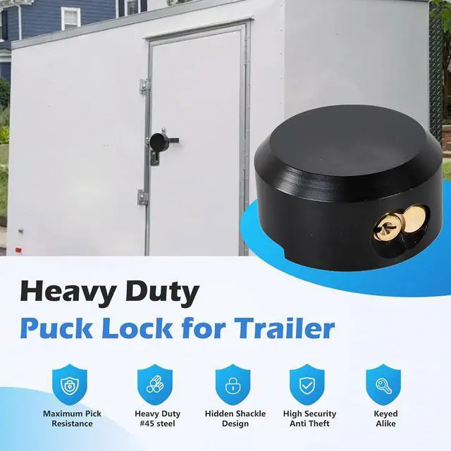 Alt view image 3 of 6 - 3 Pack Puck Locks for Trailers Keyed Alike 2-7/8 Hidden Shackle Padlocks Heavy Duty Solid Steel Trailer Door Lock W/6 Keys High Security Anti Theft Van Door Lock for Trucks Shed