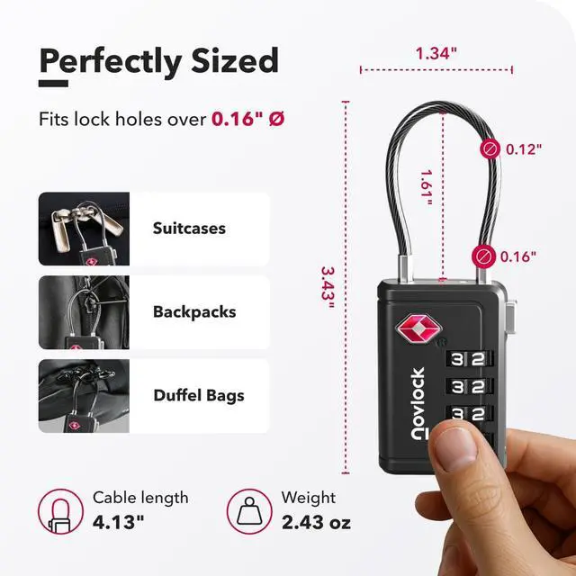 Alt view image 2 of 7 - Luggage Locks TSA Approved with Inspection Indicator and Resettable 4-Digit, Easy-to-Read Combination, TSA Locks for Luggage, Suitcases, Backpacks & Travel Bags, Black, 10-Pack