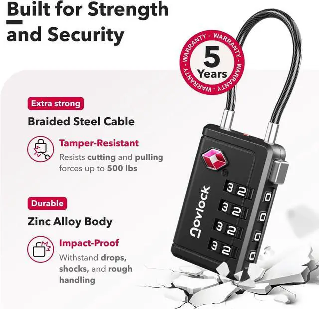 Alt view image 4 of 7 - Luggage Locks TSA Approved with Inspection Indicator and Resettable 4-Digit, Easy-to-Read Combination, TSA Locks for Luggage, Suitcases, Backpacks & Travel Bags, Black, 10-Pack