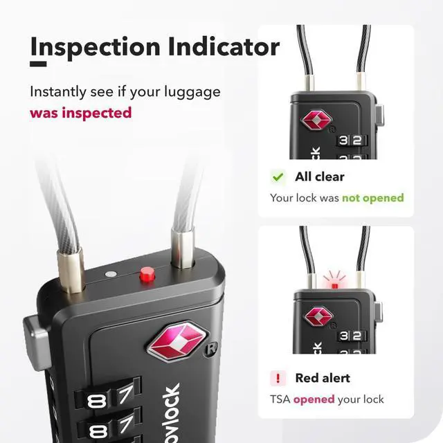 Alt view image 5 of 7 - Luggage Locks TSA Approved with Inspection Indicator and Resettable 4-Digit, Easy-to-Read Combination, TSA Locks for Luggage, Suitcases, Backpacks & Travel Bags, Black, 10-Pack