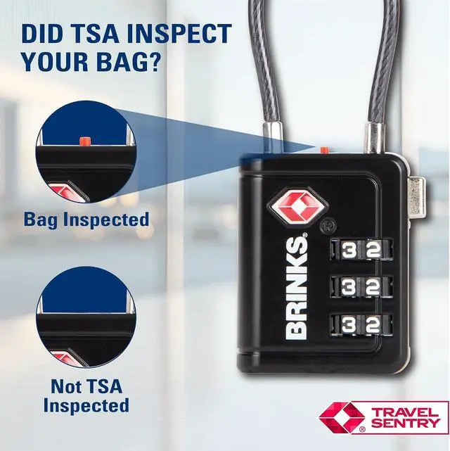 Alt view image 2 of 7 - TSA Accepted Indicator Luggage Lock, Black - Resettable 3-Dial Combination, 2.5 inch Long Cable Shackle, New More Secure TSA008 Key, 4 Pack