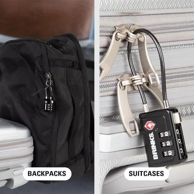 Alt view image 7 of 7 - TSA Accepted Indicator Luggage Lock, Black - Resettable 3-Dial Combination, 2.5 inch Long Cable Shackle, New More Secure TSA008 Key, 4 Pack