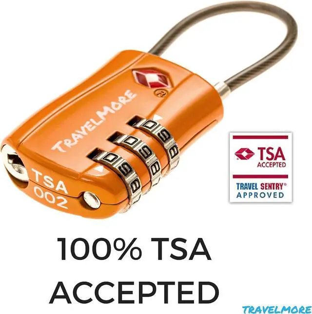Alt view image 2 of 5 - 10 Pack TSA Approved Travel Combination Cable Luggage Locks for Suitcases - Orange