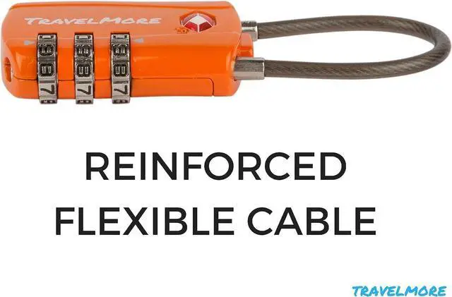 Alt view image 3 of 5 - 10 Pack TSA Approved Travel Combination Cable Luggage Locks for Suitcases - Orange