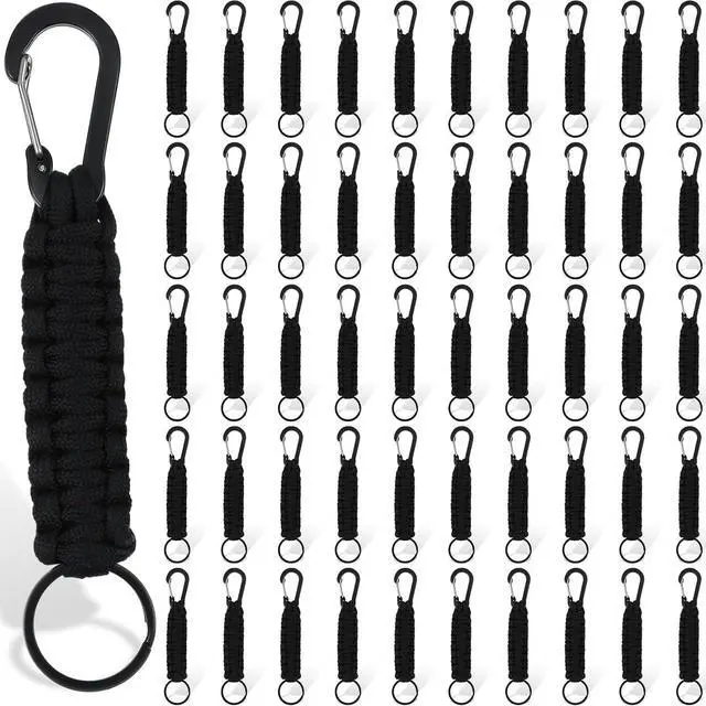 Main image of 4/12/24/50 Pcs Paracord Keychain Bulk 550 Rope Lanyard with Carabiner, Man Women Outdoor Camping Fishing Hiking