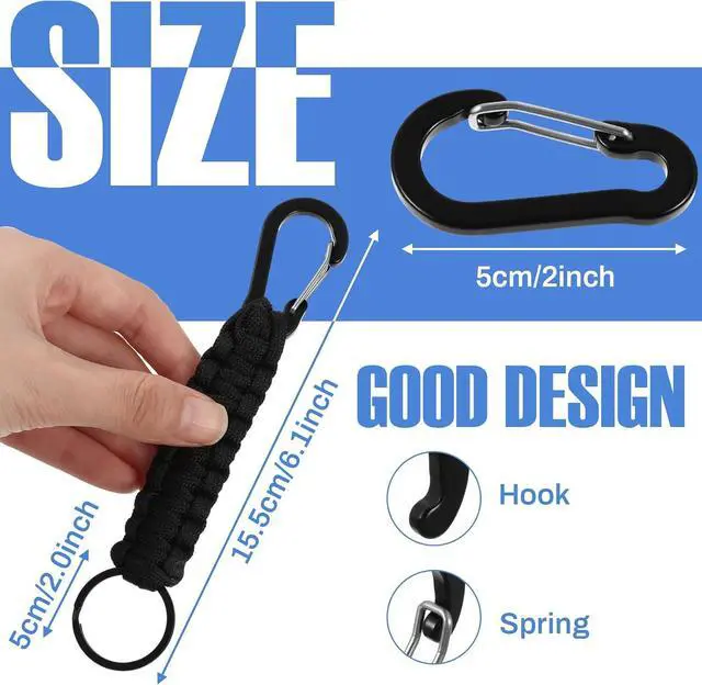 Alt view image 2 of 7 - 4/12/24/50 Pcs Paracord Keychain Bulk 550 Rope Lanyard with Carabiner, Man Women Outdoor Camping Fishing Hiking