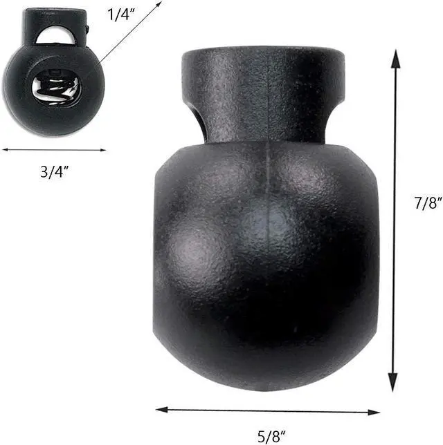 Alt view image 3 of 7 - Premium Single Hole Cord Locks - Small Round Plastic Pop Toggle Bead with Spring Lock