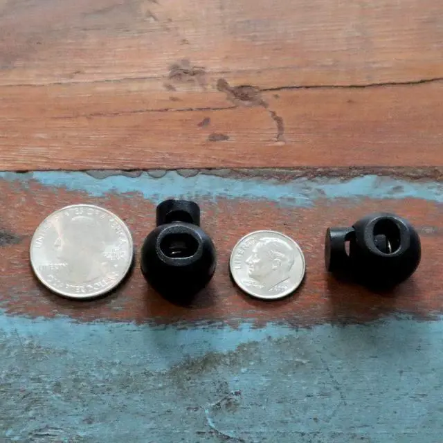 Alt view image 7 of 7 - Premium Single Hole Cord Locks - Small Round Plastic Pop Toggle Bead with Spring Lock