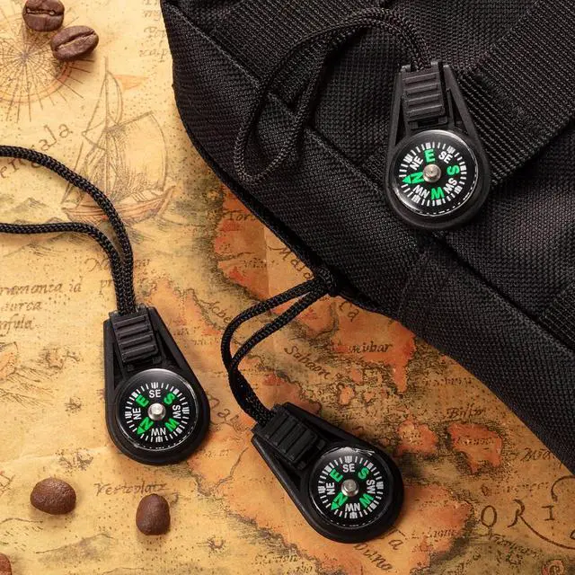 Alt view image 6 of 7 - 200 Pack Mini Survival Compass Outdoor Camping Hiking Pocket Compass Mini Compass for Paracord Bracelet Necklace Key Chain Outdoor Activities Accessory