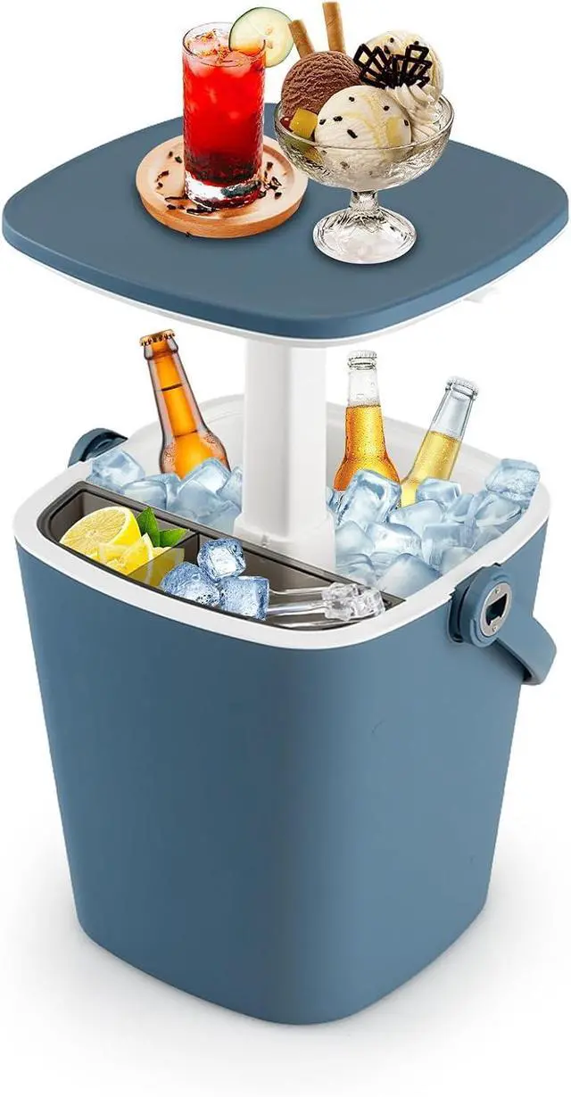 Main image of Cooler Table, Portable 4 Gallon Beer and Wine Ice Cool Bar with Handle, Bottle Opener & Lift Top Lid, 3-in-1 Outdoor Cooler Side Table for Patio Poolside Camping Picnic