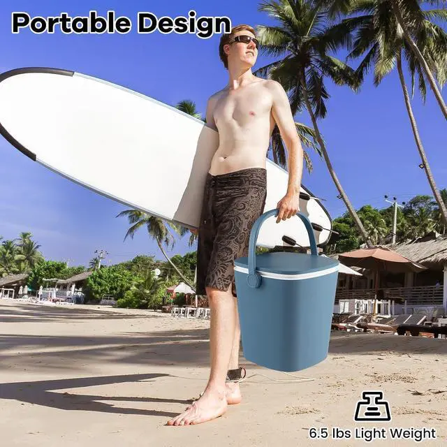 Alt view image 4 of 7 - Cooler Table, Portable 4 Gallon Beer and Wine Ice Cool Bar with Handle, Bottle Opener & Lift Top Lid, 3-in-1 Outdoor Cooler Side Table for Patio Poolside Camping Picnic