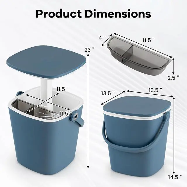 Alt view image 6 of 7 - Cooler Table, Portable 4 Gallon Beer and Wine Ice Cool Bar with Handle, Bottle Opener & Lift Top Lid, 3-in-1 Outdoor Cooler Side Table for Patio Poolside Camping Picnic