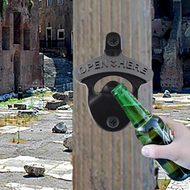 Alt view image 4 of 7 - 30 Packs Black Bottle Top Opener Wall Mounted Beer Cap Opener Stainless Bulk for DIY Wooden Crafts