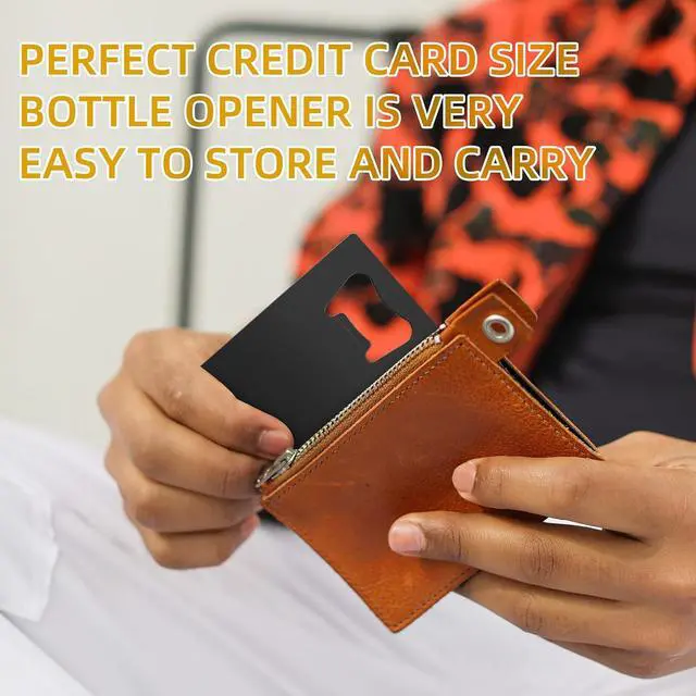 Alt view image 2 of 7 - 100 Pack Credit Card Bottle Opener Metal Card Beer Bottle Openers Poker Playing Card Bottle Openers Wallet Size DIY Bottle Opener for Party Favor Wedding Favor Groomsmen Bridesmaid Gift (Black)