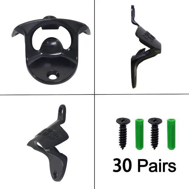 Alt view image 5 of 7 - 30 Packs Black Bottle Top Opener Wall Mounted Beer Cap Opener Stainless Bulk for DIY Wooden Crafts