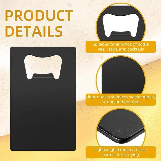 Alt view image 4 of 7 - 100 Pack Credit Card Bottle Opener Metal Card Beer Bottle Openers Poker Playing Card Bottle Openers Wallet Size DIY Bottle Opener for Party Favor Wedding Favor Groomsmen Bridesmaid Gift (Black)