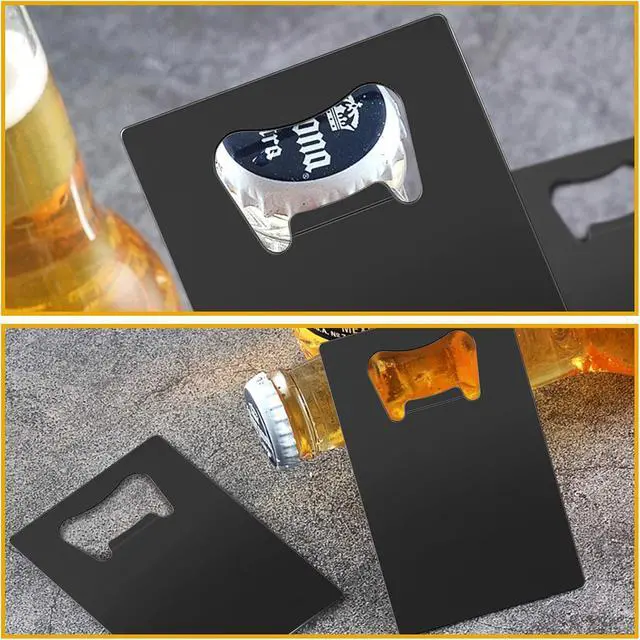 Alt view image 5 of 7 - 100 Pack Credit Card Bottle Opener Metal Card Beer Bottle Openers Poker Playing Card Bottle Openers Wallet Size DIY Bottle Opener for Party Favor Wedding Favor Groomsmen Bridesmaid Gift (Black)