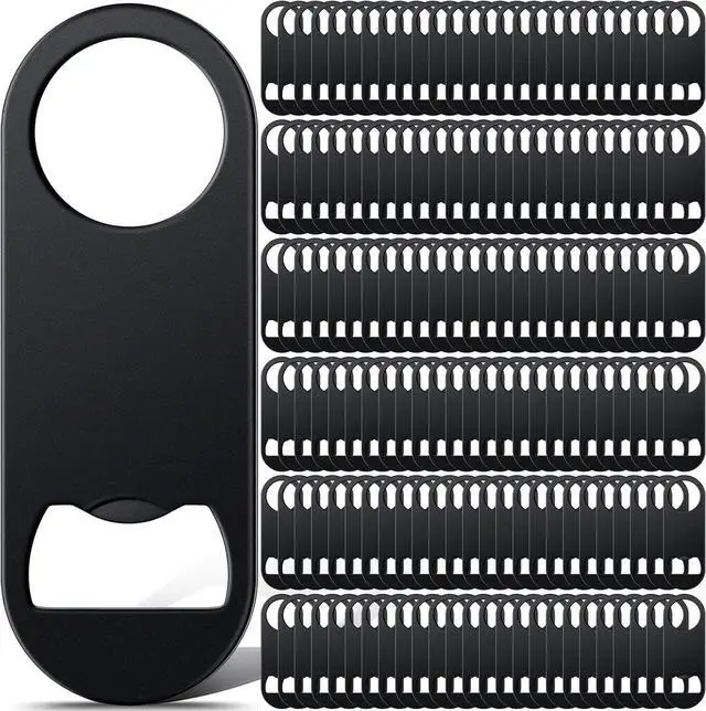 Main image of Bottle Openers Stainless Steel Flat Bottle Opener Bulk 3.4 x 1.3 Inches Bartender Beer Key Soda Can Mini Speed for Kitchen, Bar or Restaurant(Black,150 Pcs)