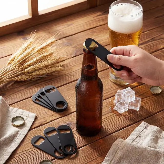 Alt view image 4 of 7 - Bottle Openers Stainless Steel Flat Bottle Opener Bulk 3.4 x 1.3 Inches Bartender Beer Key Soda Can Mini Speed for Kitchen, Bar or Restaurant(Black,150 Pcs)