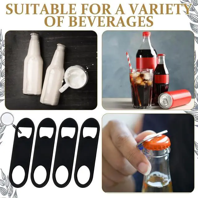 Alt view image 5 of 7 - Bottle Openers Stainless Steel Flat Bottle Opener Bulk 3.4 x 1.3 Inches Bartender Beer Key Soda Can Mini Speed for Kitchen, Bar or Restaurant(Black,150 Pcs)