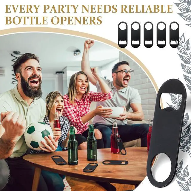 Alt view image 6 of 7 - Bottle Openers Stainless Steel Flat Bottle Opener Bulk 3.4 x 1.3 Inches Bartender Beer Key Soda Can Mini Speed for Kitchen, Bar or Restaurant(Black,150 Pcs)