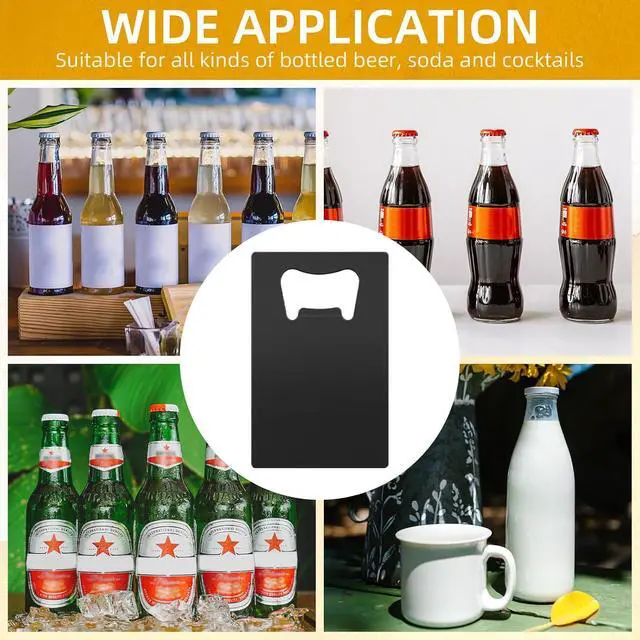 Alt view image 7 of 7 - 100 Pack Credit Card Bottle Opener Metal Card Beer Bottle Openers Poker Playing Card Bottle Openers Wallet Size DIY Bottle Opener for Party Favor Wedding Favor Groomsmen Bridesmaid Gift (Black)