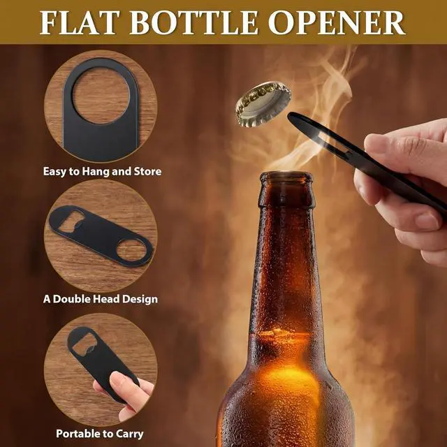 Alt view image 3 of 7 - Bottle Openers Stainless Steel Flat Bottle Opener Bulk 3.4 x 1.3 Inches Bartender Beer Key Soda Can Mini Speed for Kitchen, Bar or Restaurant(Black,150 Pcs)