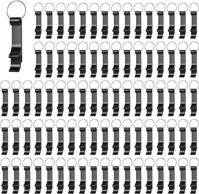 Main image of 200 Pack Bottle Opener Keychain Bulk Black Aluminum Beer Opener for Party Favor Wedding Favor