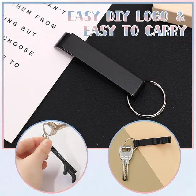 Alt view image 5 of 7 - 200 Pack Bottle Opener Keychain Bulk Black Aluminum Beer Opener for Party Favor Wedding Favor