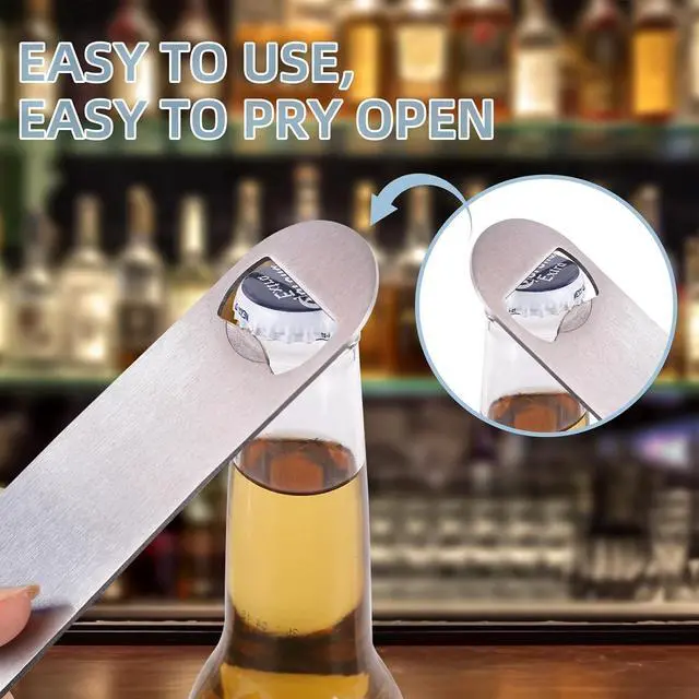 Alt view image 4 of 7 - 50 Pack Flat Beer Bottle Opener 7 inch Stainless Steel Flat Bottle Opener Beer Bottle Openers for Bartender Kitchen Bar Restaurant (Silver)