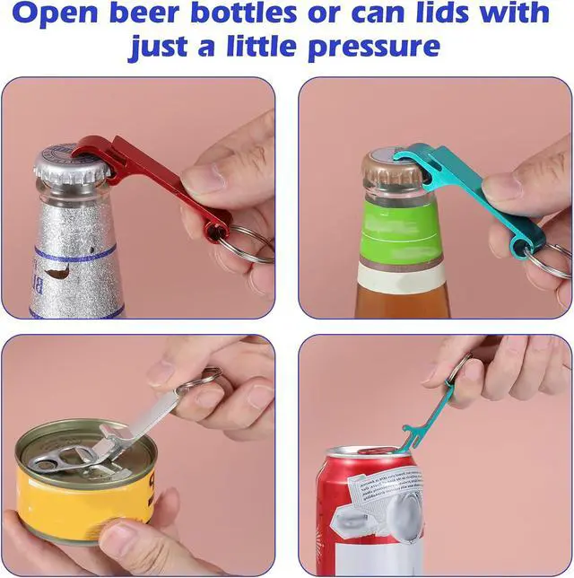 Alt view image 2 of 7 - 200 Pcs Colored Aluminum Bottle Opener Keychain Bulk, Claw Soda Beverage Beer Bottle Opener Unisex Metal Personalized Keychains Openers for Kitchen Restaurant Bar Wedding Home Party