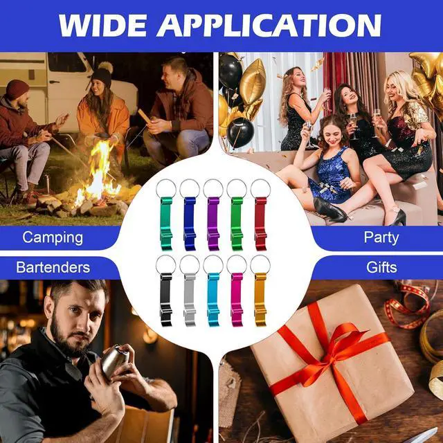 Alt view image 7 of 7 - 200 Pcs Colored Aluminum Bottle Opener Keychain Bulk, Claw Soda Beverage Beer Bottle Opener Unisex Metal Personalized Keychains Openers for Kitchen Restaurant Bar Wedding Home Party