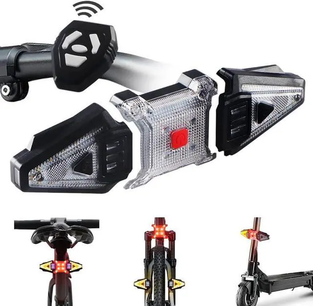 Main image of 5 PCS Bike Tail Light with Turn Signals, Split USB Rechargeable Bike Turn Signal Front and Back, Wireless Remote Control Bicycle Turn Signals with Flash Warning Light and Red Tail Light for Bicycle