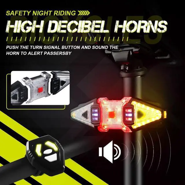 Alt view image 4 of 7 - 5 PCS Bike Tail Light with Turn Signals, Split USB Rechargeable Bike Turn Signal Front and Back, Wireless Remote Control Bicycle Turn Signals with Flash Warning Light and Red Tail Light for Bicycle