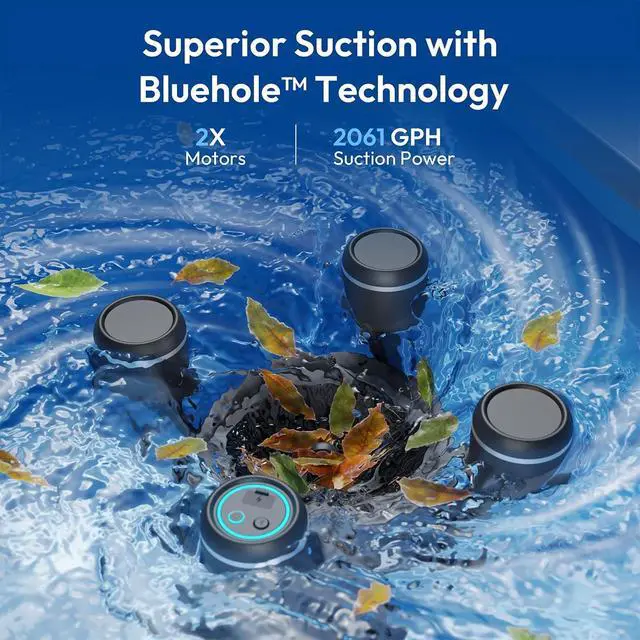 Alt view image 2 of 7 - (2026 New) F10 Automatic Pool Skimmer Robot,Robotic Pool Skimmer with 5L Filter, App Control,Powerful Suction,Dual Cleaning Modes, AI Navigation,Ideal for In-Ground & Above-Ground Pools,Black