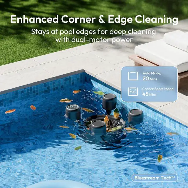 Alt view image 4 of 7 - (2026 New) F10 Automatic Pool Skimmer Robot,Robotic Pool Skimmer with 5L Filter, App Control,Powerful Suction,Dual Cleaning Modes, AI Navigation,Ideal for In-Ground & Above-Ground Pools,Black