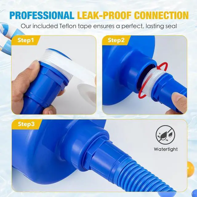 Alt view image 3 of 7 - Above Ground Pool Skimmer, Heavy Duty Through-Wall Mount Pool Skimmer Kit with Accessories, Universal Fit for Standard Wall Openings, Klein Blue in-Wall Surface Skimmer Includes Leak-Free Teflon Tape