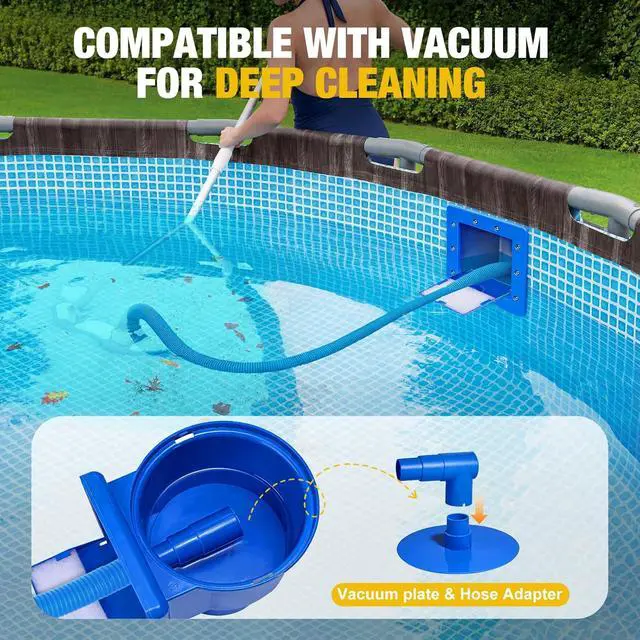 Alt view image 4 of 7 - Above Ground Pool Skimmer, Heavy Duty Through-Wall Mount Pool Skimmer Kit with Accessories, Universal Fit for Standard Wall Openings, Klein Blue in-Wall Surface Skimmer Includes Leak-Free Teflon Tape