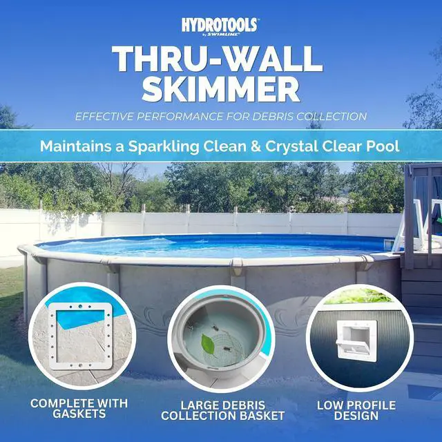 Alt view image 2 of 7 - HYDROTOOLS Standard ABS Thru-Wall Skimmer Kit, White - Includes Return Fitting and Vacuum Plate, Maintenance Accessories for Above Ground and Backyard Deck Swimming Pools
