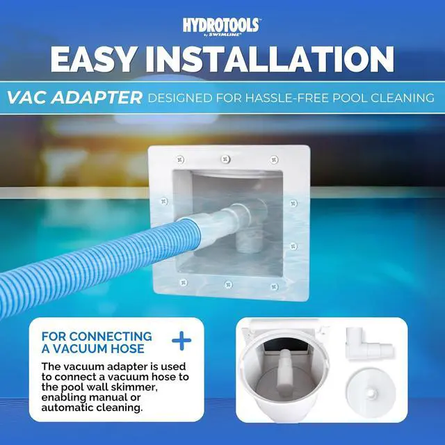 Alt view image 3 of 7 - HYDROTOOLS Standard ABS Thru-Wall Skimmer Kit, White - Includes Return Fitting and Vacuum Plate, Maintenance Accessories for Above Ground and Backyard Deck Swimming Pools
