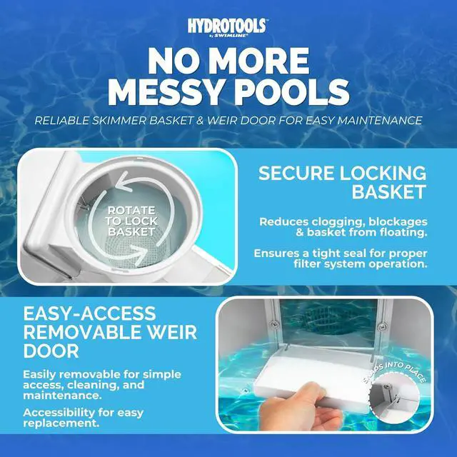 Alt view image 4 of 7 - HYDROTOOLS Standard ABS Thru-Wall Skimmer Kit, White - Includes Return Fitting and Vacuum Plate, Maintenance Accessories for Above Ground and Backyard Deck Swimming Pools