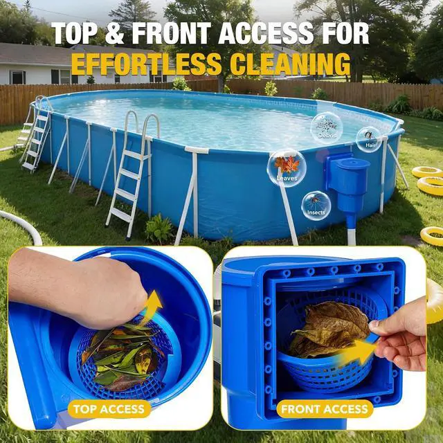 Alt view image 5 of 7 - Above Ground Pool Skimmer, Heavy Duty Through-Wall Mount Pool Skimmer Kit with Accessories, Universal Fit for Standard Wall Openings, Klein Blue in-Wall Surface Skimmer Includes Leak-Free Teflon Tape