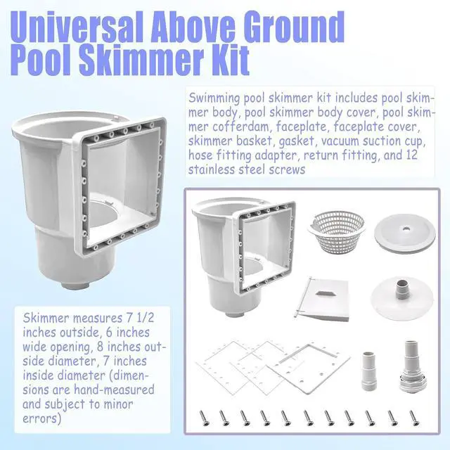 Alt view image 2 of 6 - Above Ground Pool Skimmer,Thru-Wall Skimmer,Above Ground Pool SkimmerWith AccessoriesOpening Width 6 Inches,Compatible With All Standard Pool Wall Openings,Replace SP1091LX Above Ground Pool Skimmer