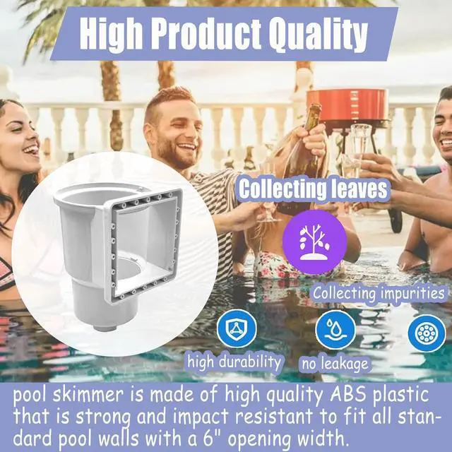 Alt view image 5 of 6 - Above Ground Pool Skimmer,Thru-Wall Skimmer,Above Ground Pool SkimmerWith AccessoriesOpening Width 6 Inches,Compatible With All Standard Pool Wall Openings,Replace SP1091LX Above Ground Pool Skimmer