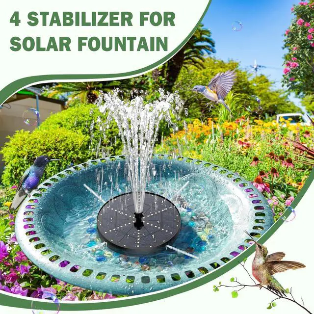 Alt view image 5 of 7 - Upgraded Solar Fountain Bird Bath with 60 LED Lights, Solar Powered Water Fountain Pump with 4000mAh Battery 7 Nozzles 4 Fixers, for Garden Patio Pond Birdbath Pool