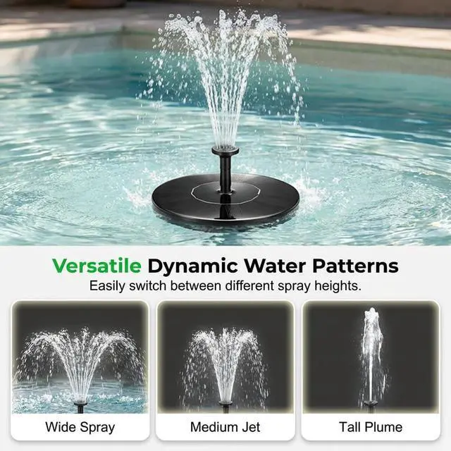 Alt view image 4 of 7 - Solar Bird Bath Fountains, 2026 Upgrade 1.4W Solar Fountain Pump with 6 Nozzles, Free Standing Floating Solar Powered Water Fountain Pump for Bird Bath, Garden, Pond, Water Feature Outdoor (1, 5.1in)