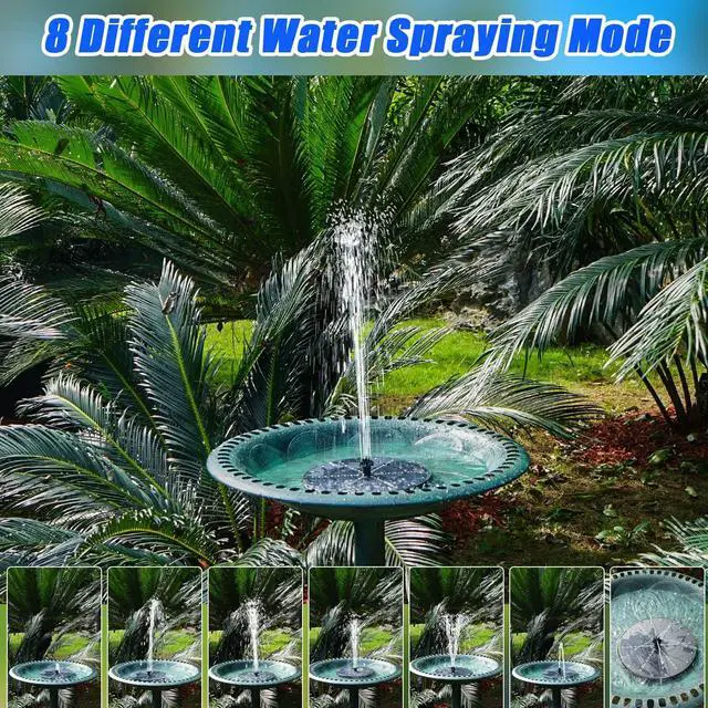 Alt view image 3 of 6 - Solar Bird Bath Fountains Upgraded, 4W Solar Powered Water Fountain Pump with 4000 Battery, 7 Nozzles & 4 Fixers, Colorful LED Lights for Garden, Swimming Pool, Pond, Fish Tank and Outdoor